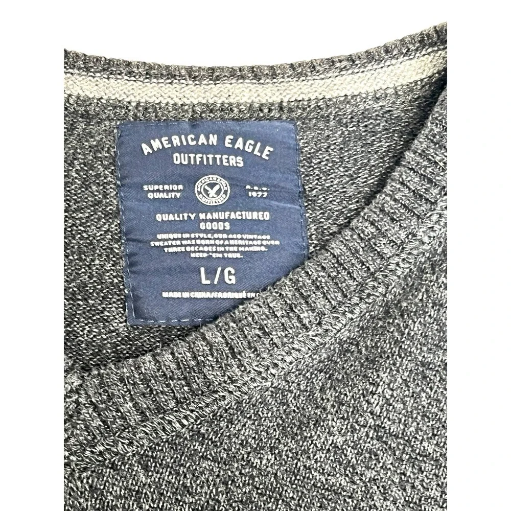American Eagle Sweater Mens Size L‎ Athletic Fit Pullover Long Sleeve Gray